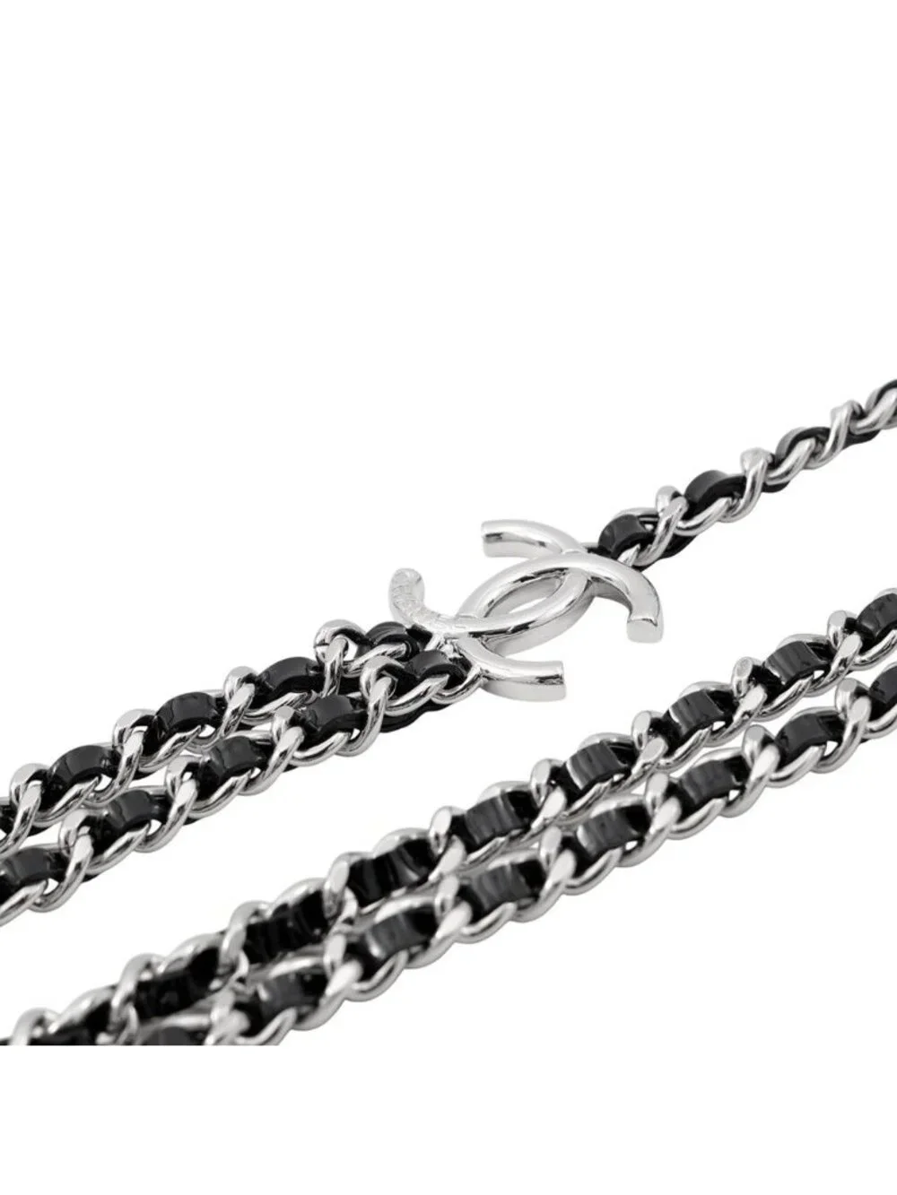 Chanel Necklace CC Logo Chain Long B 25 P Black